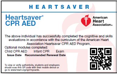 Interactive<br>CPR AED Course Card